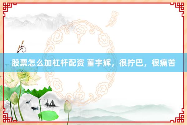 股票怎么加杠杆配资 董宇辉，很拧巴，很痛苦